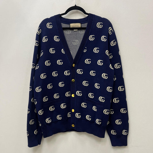 GUCCI | グッチ ダブルGウールジャガードカーディガン　国内正規品 カーディガン 645291 ネイビー サイズ：XL【加古川店】