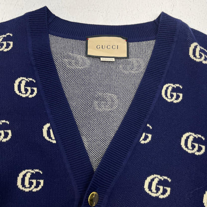 GUCCI | グッチ ダブルGウールジャガードカーディガン　国内正規品 カーディガン 645291 ネイビー サイズ：XL【加古川店】