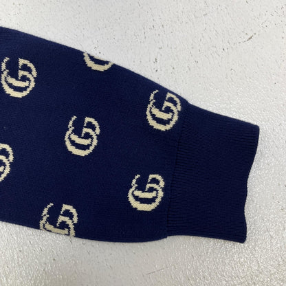GUCCI | グッチ ダブルGウールジャガードカーディガン　国内正規品 カーディガン 645291 ネイビー サイズ：XL【加古川店】