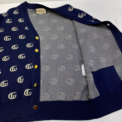 GUCCI | グッチ ダブルGウールジャガードカーディガン　国内正規品 カーディガン 645291 ネイビー サイズ：XL【加古川店】