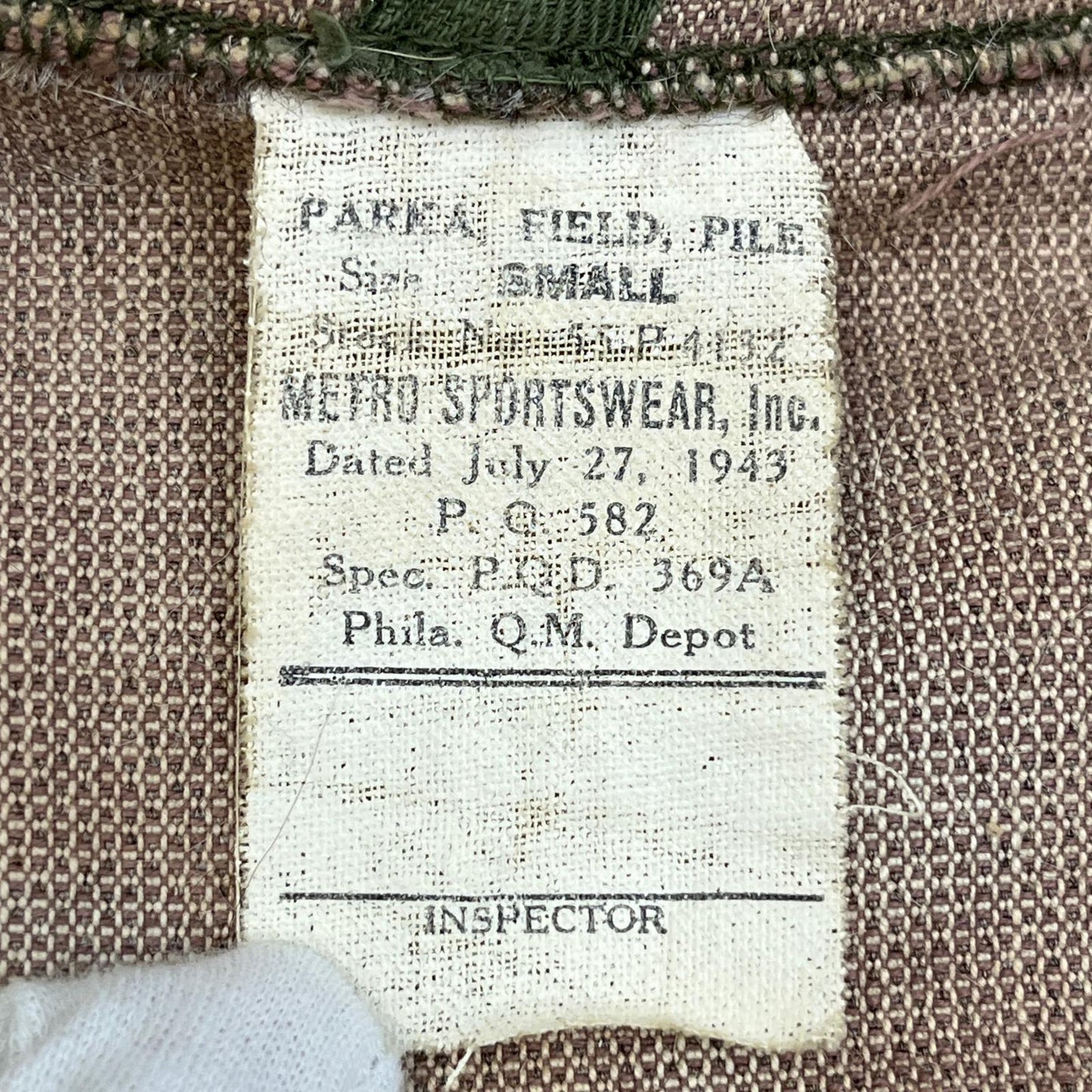 MILITARY衣料 | ミリタリーイリョウ U.S.ARMY:M-43 FIELD PILE PARKA ミリタリージャケット ブラウン サイズ：S【加古川店】