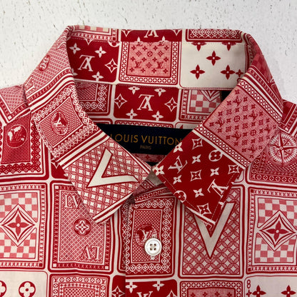 【中古】LOUIS VUITTON | ルイ・ヴィトン トランプ柄 半袖シャツ 半袖シャツ rm182m hku hfs14w レッド サイズ：S【加古川店】