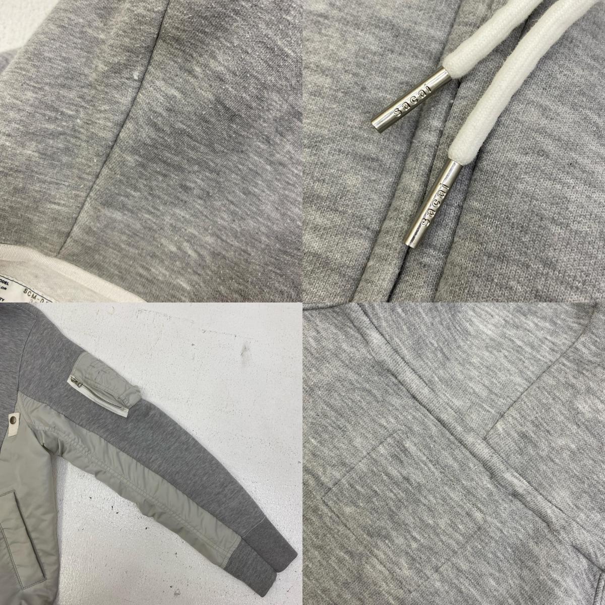 【中古】Sacai | サカイ Nylon Twill Hoodie Sponge Sweat パーカー SCM-056 グレー サイズ：3【加古川店】