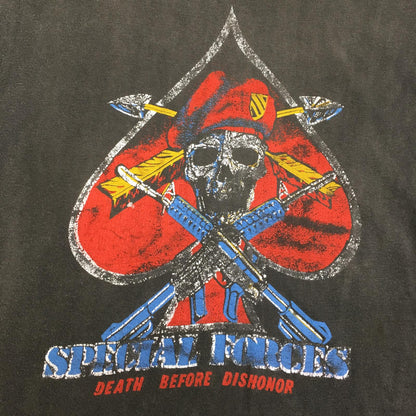 【中古】VINTAGE衣料 | ヴィンテージイリョウ SPECIAL FORCES パキ綿 半袖Ｔシャツ ブラック サイズ：L【加古川店】