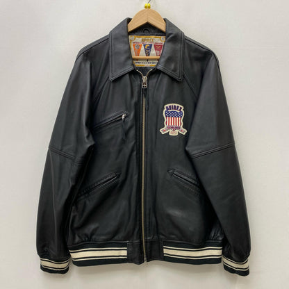 【中古】AVIREX | アヴィレックス LIGHT SIGNATURE VARSITY JACKET レザー 783-4950016 ブラック サイズ：XXL【加古川店】