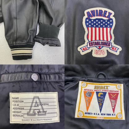 【中古】AVIREX | アヴィレックス LIGHT SIGNATURE VARSITY JACKET レザー 783-4950016 ブラック サイズ：XXL【加古川店】