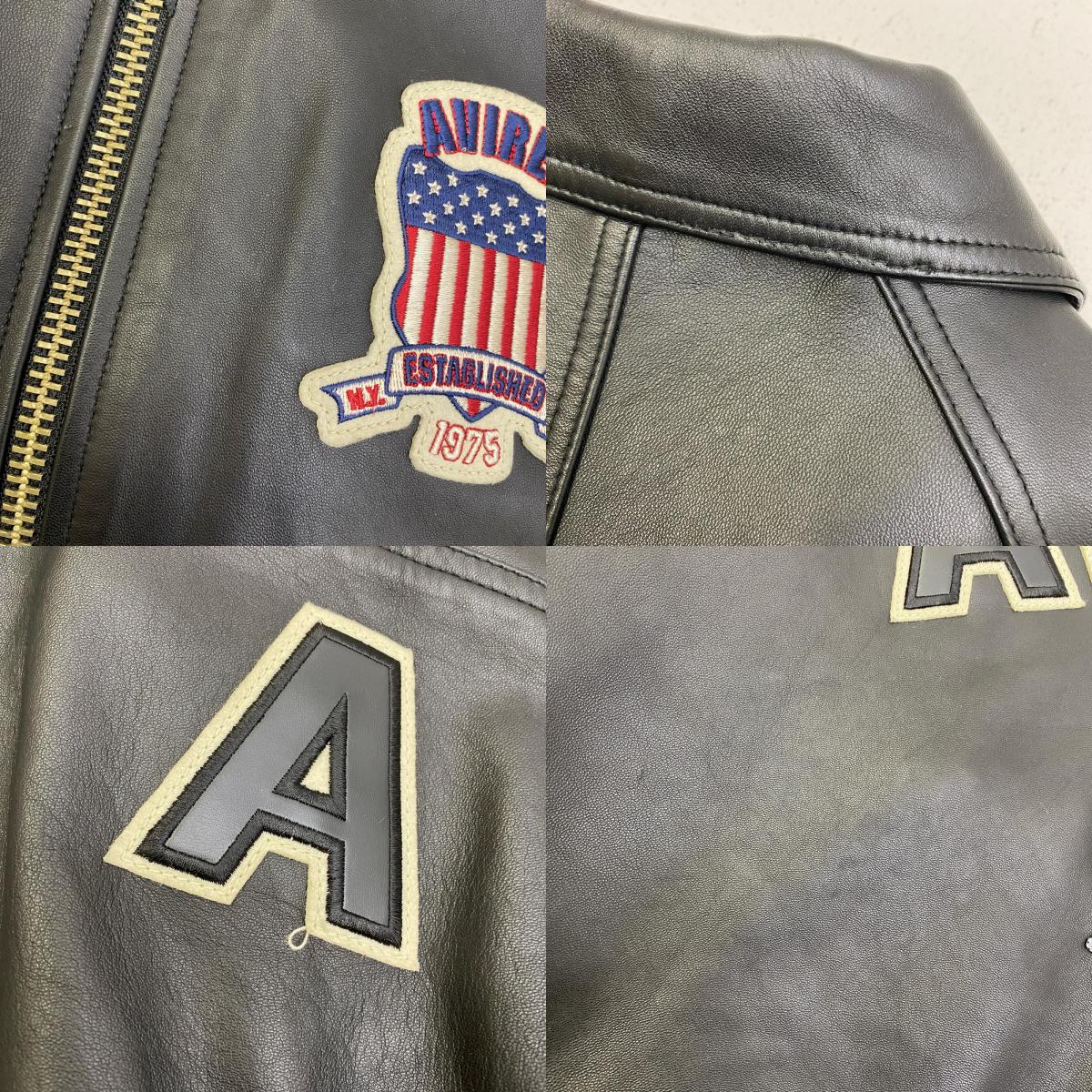 【中古】AVIREX | アヴィレックス LIGHT SIGNATURE VARSITY JACKET レザー 783-4950016 ブラック サイズ：XXL【加古川店】