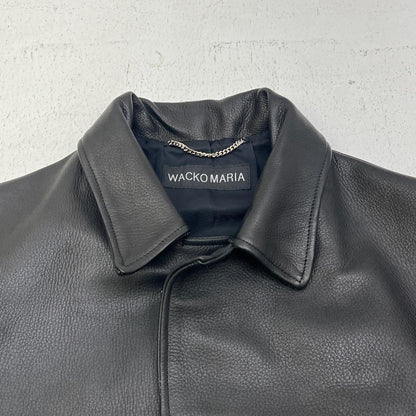 【中古】WACKOMARIA | ワコマリア LEATHER COAT ( TYPE-1 ) レザー WMO-CO03 ブラック サイズ：L【加古川店】