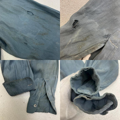 【中古】VINTAGE衣料 | ヴィンテージイリョウ rayon shirt ロングポイント、マチ付き、シェルボタン 長袖シャツ ライトブルー【加古川店】