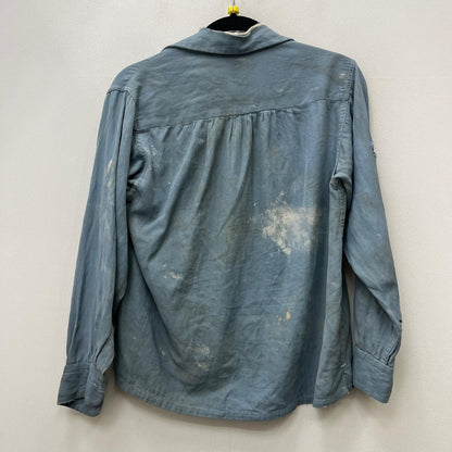 【中古】VINTAGE衣料 | ヴィンテージイリョウ rayon shirt ロングポイント、マチ付き、シェルボタン 長袖シャツ ライトブルー【加古川店】