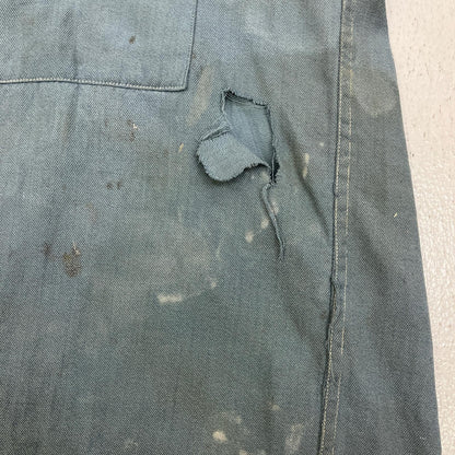 【中古】VINTAGE衣料 | ヴィンテージイリョウ rayon shirt ロングポイント、マチ付き、シェルボタン 長袖シャツ ライトブルー【加古川店】