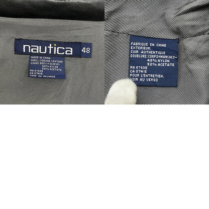 【中古】NAUTICA | ノーティカ leather car coat レザー ブラック サイズ：48【加古川店】