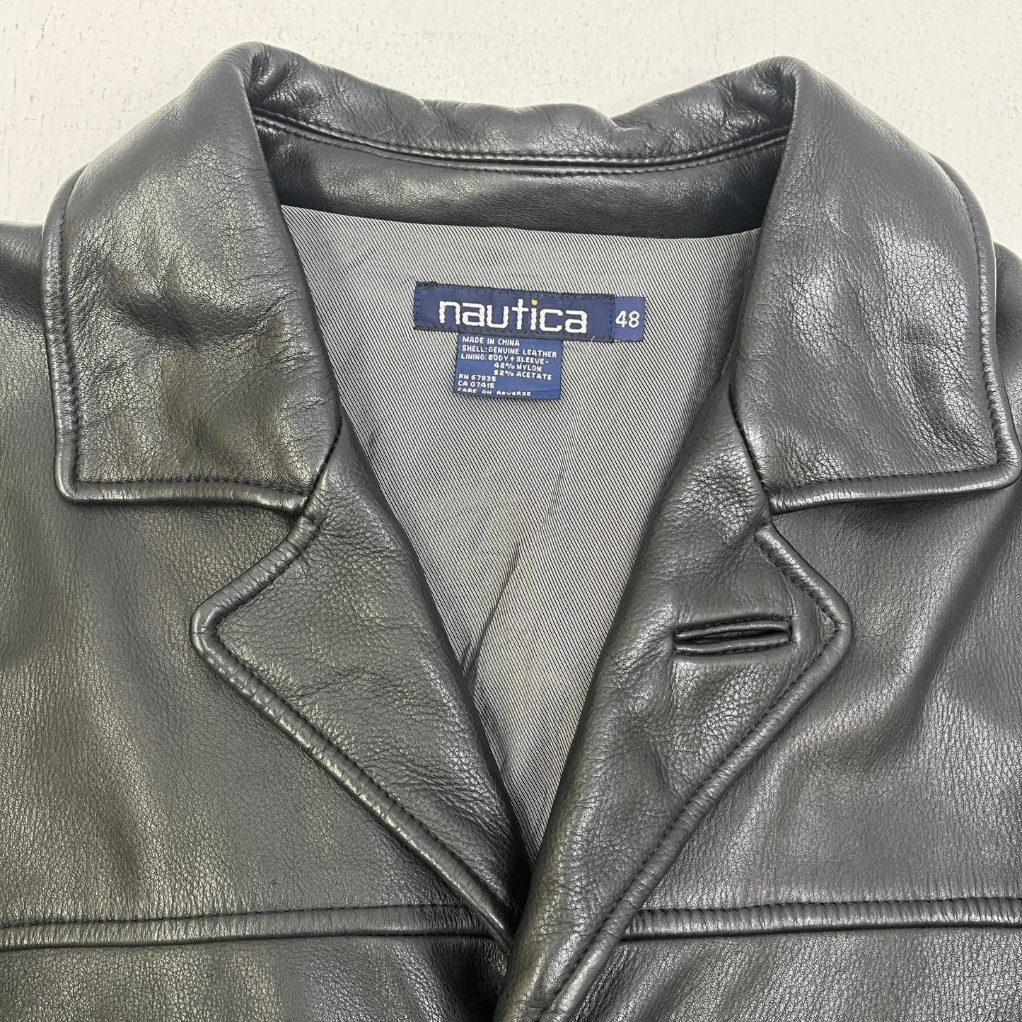 【中古】NAUTICA | ノーティカ leather car coat レザー ブラック サイズ：48【加古川店】