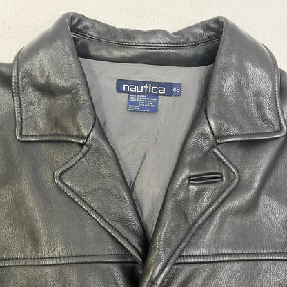【中古】NAUTICA | ノーティカ leather car coat レザー ブラック サイズ：48【加古川店】