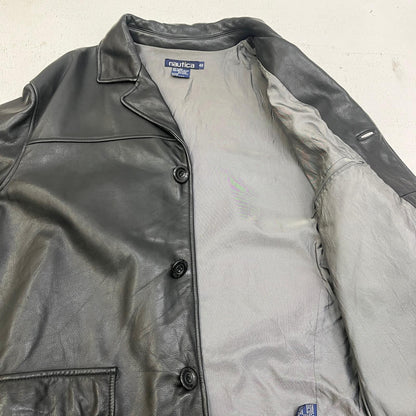 【中古】NAUTICA | ノーティカ leather car coat レザー ブラック サイズ：48【加古川店】