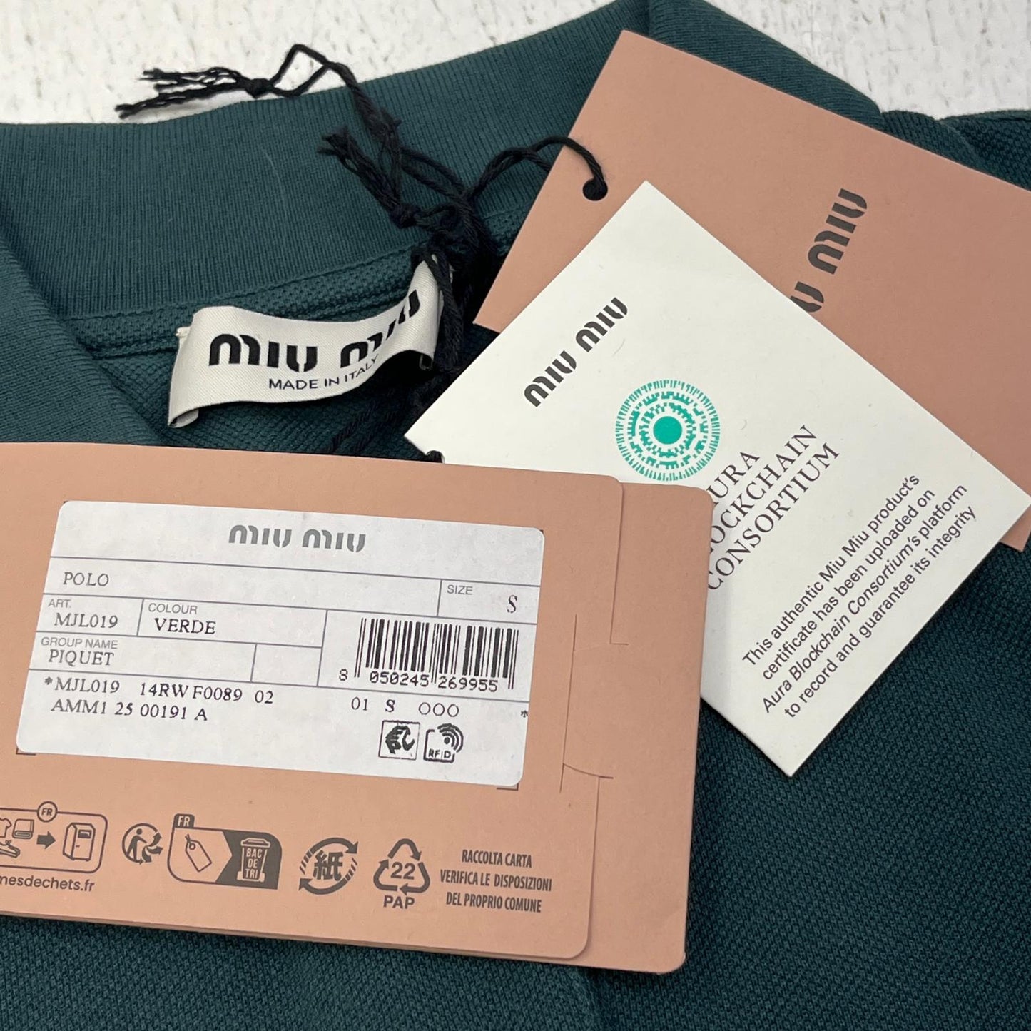 【中古】Miu Miu | ミュウ ミュウ Cotton Piqu Polo Shirt ポロシャツ MJL019 サイズ：S【加古川店】