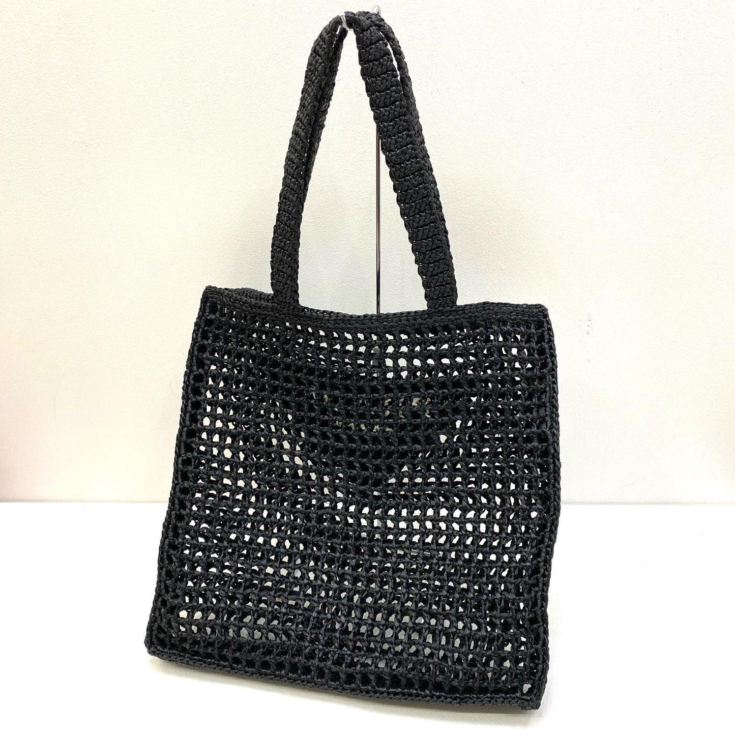 【中古】PRADA | プラダ ロゴ クロシェ ラフィア トートバッグ 2VG105【加古川店】