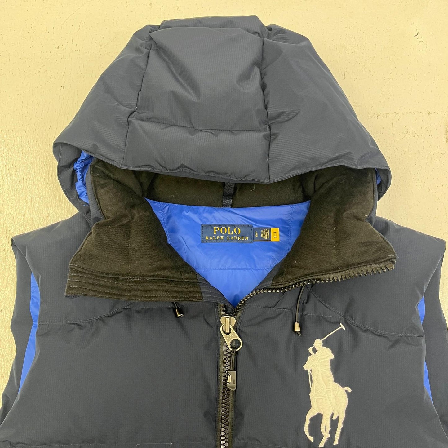 【中古】POLO RALPH LAUREN | ポロ・ラルフローレン QRタグ ダウンベスト JMJL0889 ネイビー サイズ：L【加古川店】