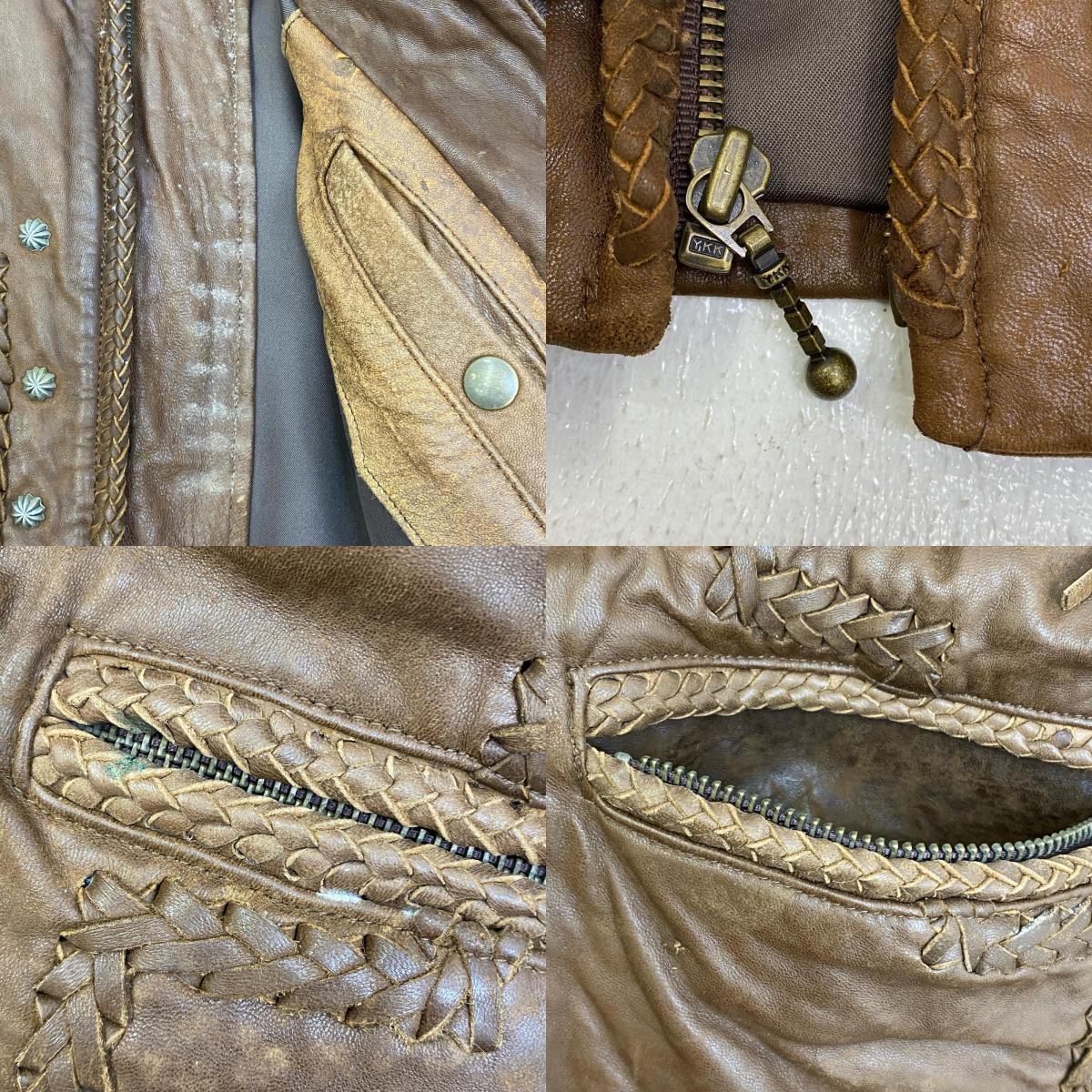 【中古】 diamond leathers:fringe jacket USA製 レザー ブラウン サイズ：48【加古川店】
