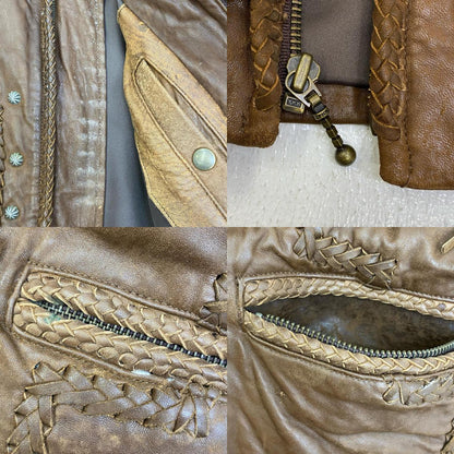 【中古】 diamond leathers:fringe jacket USA製 レザー ブラウン サイズ：48【加古川店】