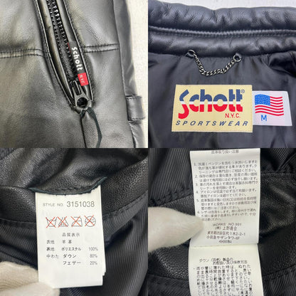 【中古】schott | ショット レザーダウンジャケット ダウンジャケット 3151038 ブラック サイズ：M【加古川店】