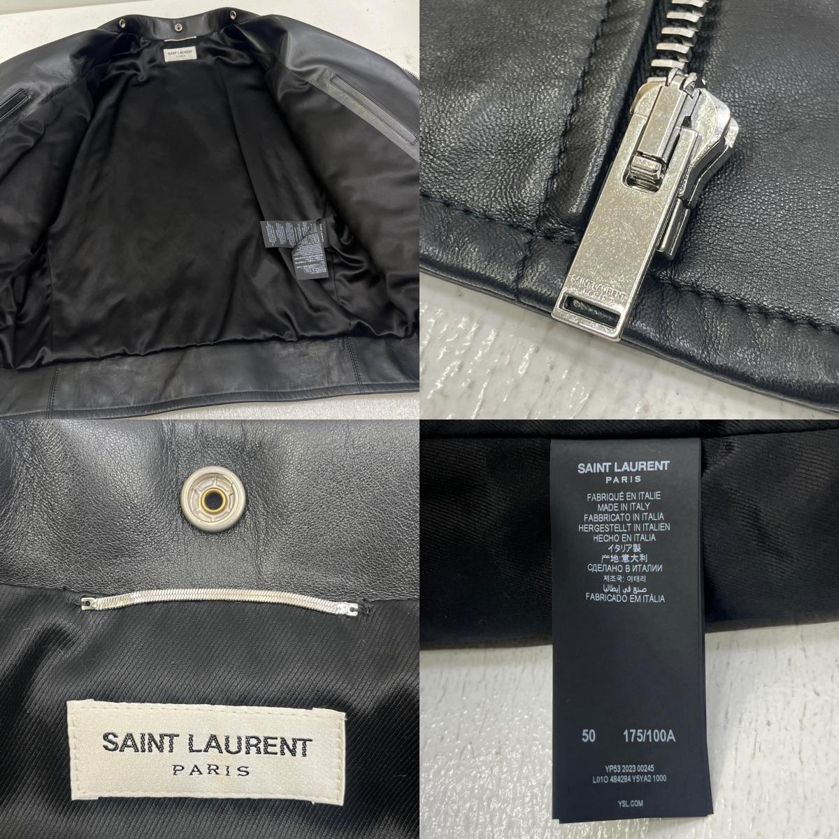 【中古】SAINT LAURENT | サンローラン ｸﾗｼｯｸﾓｰﾀｰｻｲｸﾙｼﾞｬｹｯﾄ 国内正規品 ライダースジャケット 484284 Y5YA2 ブラック サイズ：50【加古川店】