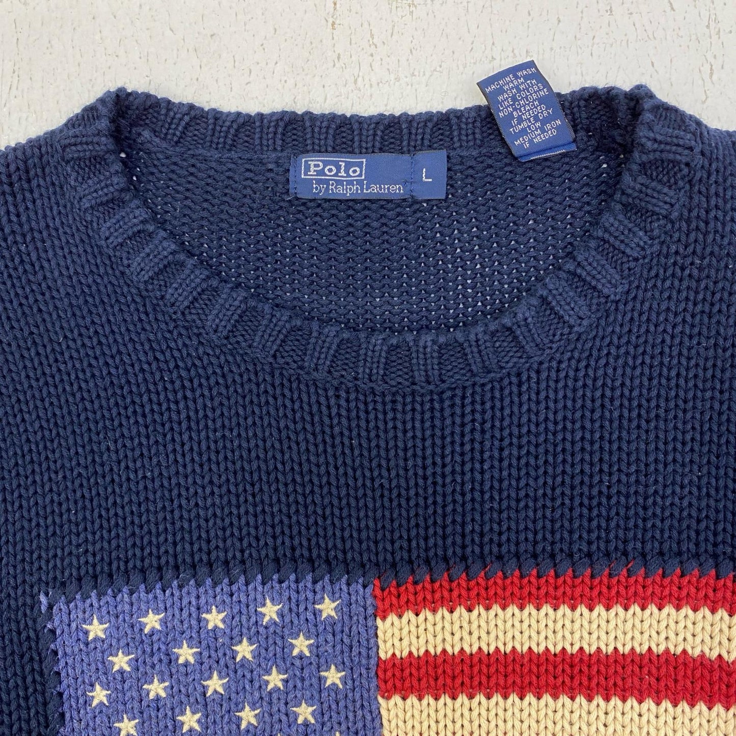 【中古】POLO RALPH LAUREN | ポロ・ラルフローレン 星条旗ニット ニット ネイビー サイズ：L【加古川店】