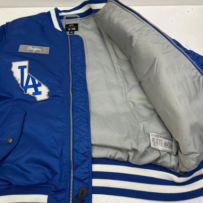 【中古】ALPHA | アルファ Los Angeles Dodgers new era ミリタリージャケット ライトブルー サイズ：L【加古川店】