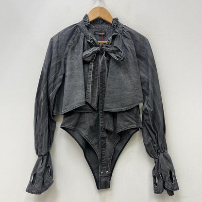 【中古】MAISON SPECIAL | メゾンスペシャル Ruffle Shirt Bodysuit ブラウス チャコールグレー サイズ：FreeSize【加古川店】