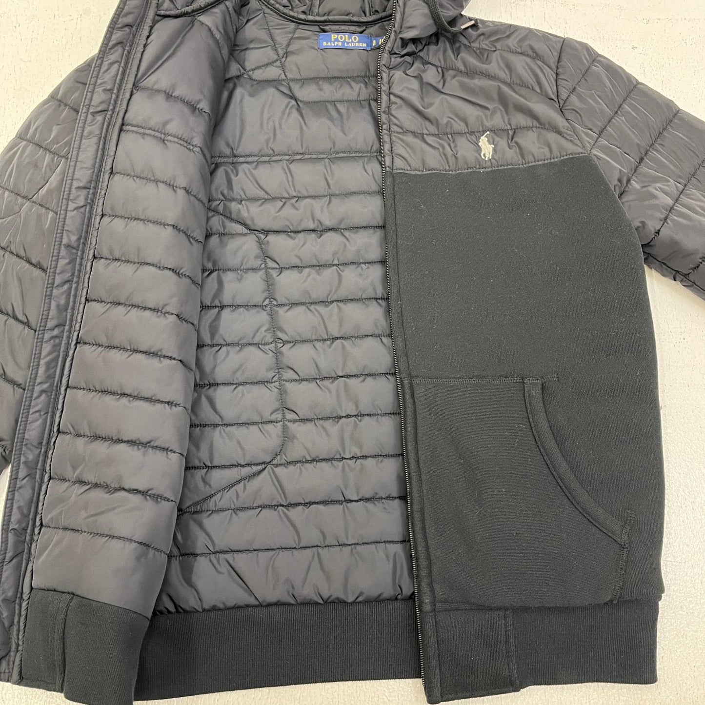 【中古】POLO RALPH LAUREN | ポロ・ラルフローレン padded knit hooded jacket 国内正規品 その他アウター ブラック サイズ：S【加古川店】