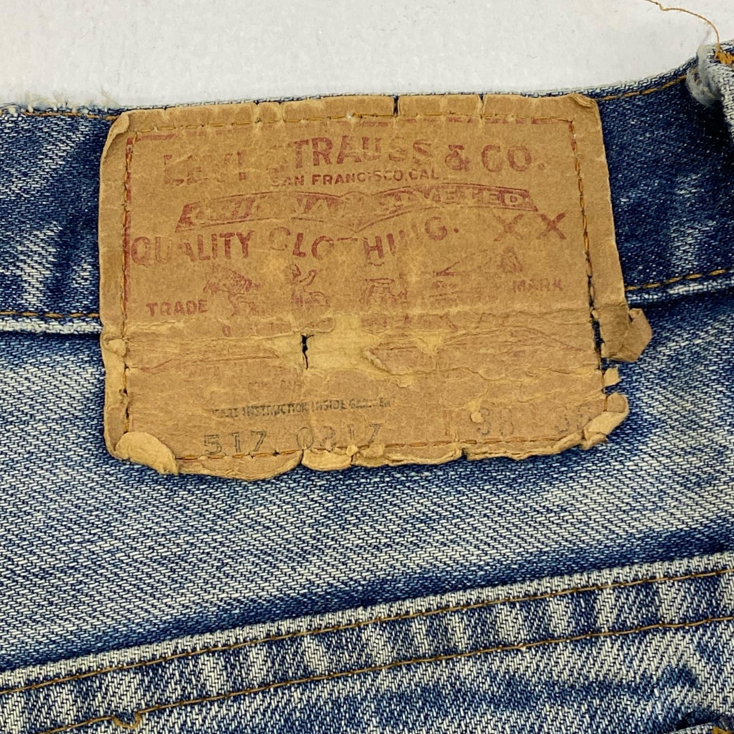 【中古】Levi's | リーバイス lot:517-0217 66前期 76年 9月 small e 裏ボタン2 黒カン デニムパンツ インディゴ サイズ：38【加古川店】