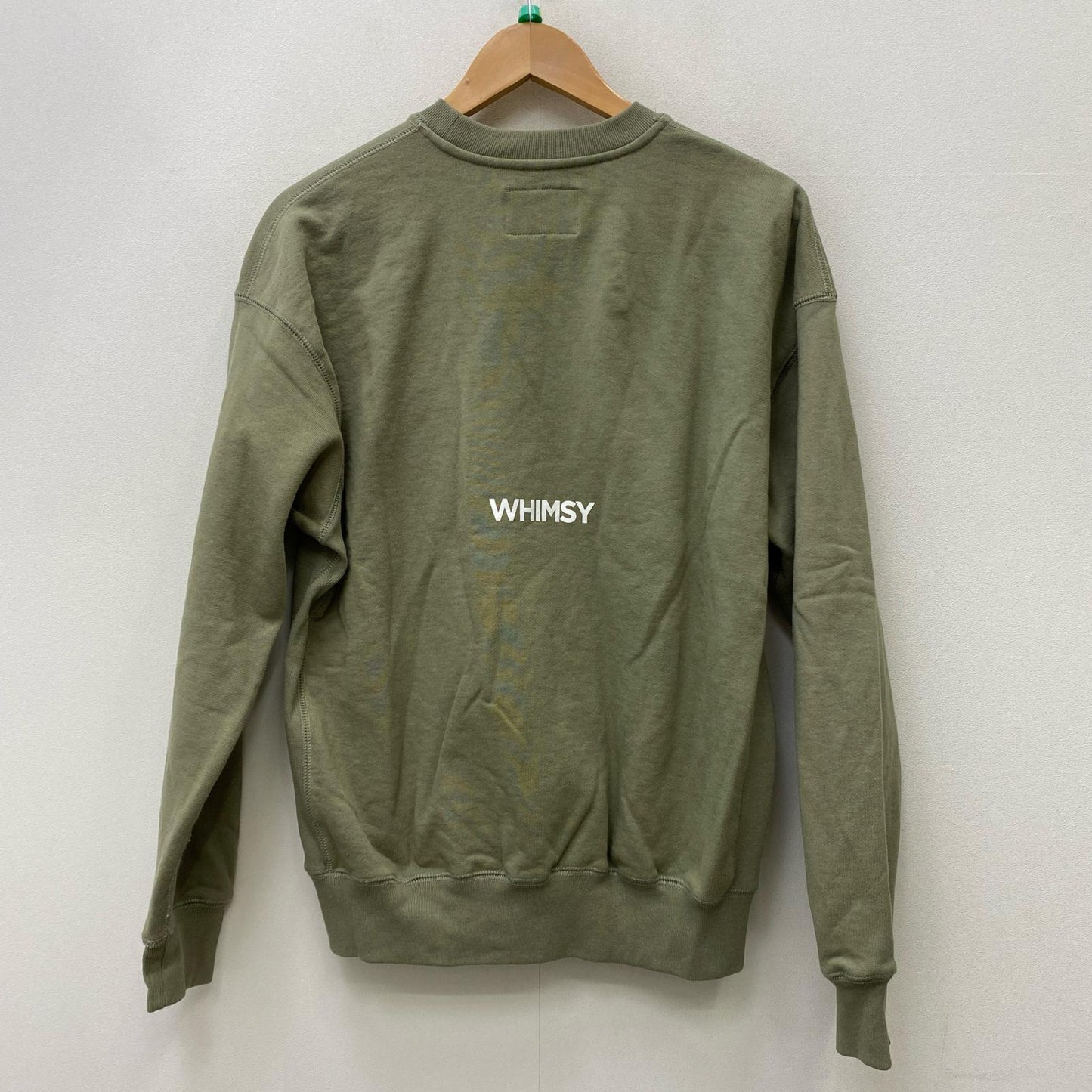 【中古】WHIMSY | ウィムジー SHY INTERNET USER CREWNECK スウェット wms-23aw2-028 カーキグリーン サイズ：L【加古川店】