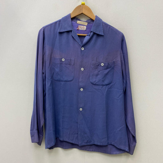 【中古】VINTAGE衣料 | ヴィンテージイリョウ rayon shirt 長袖シャツ ネイビー サイズ：S【加古川店】