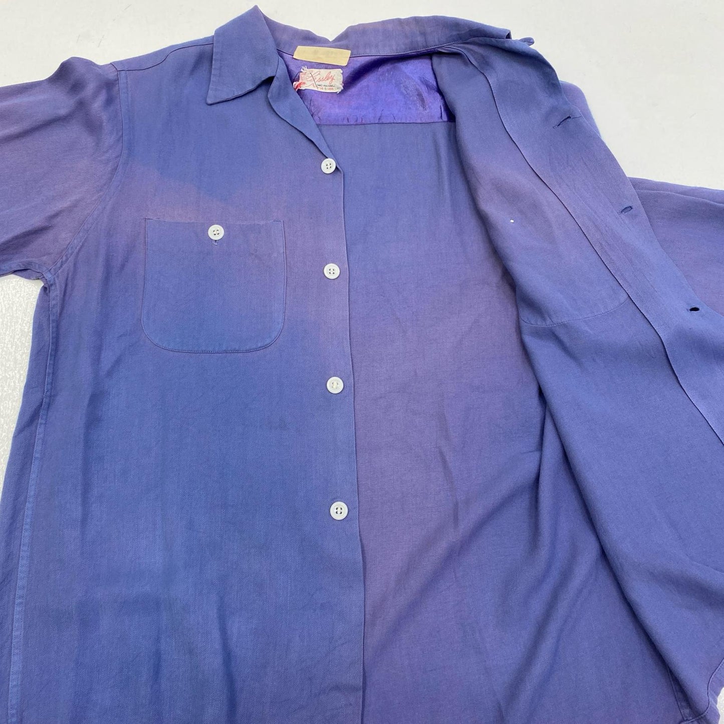 【中古】VINTAGE衣料 | ヴィンテージイリョウ rayon shirt 長袖シャツ ネイビー サイズ：S【加古川店】