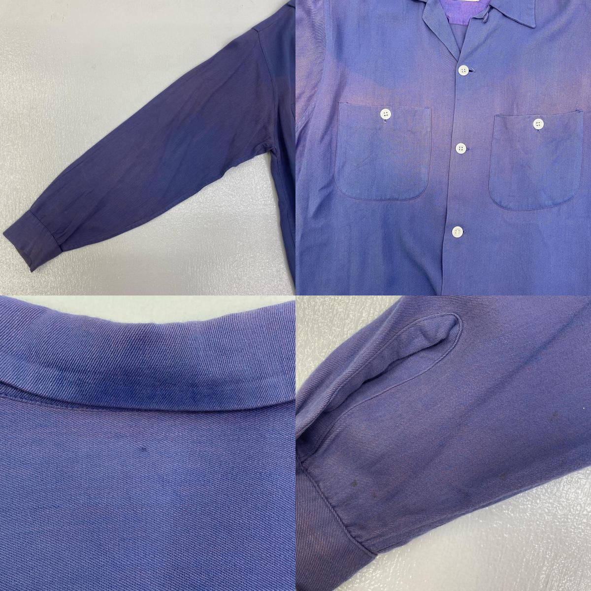 【中古】VINTAGE衣料 | ヴィンテージイリョウ rayon shirt 長袖シャツ ネイビー サイズ：S【加古川店】