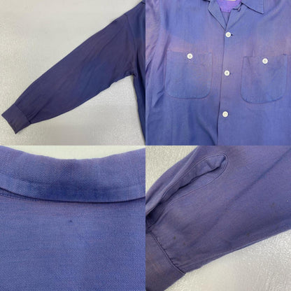 【中古】VINTAGE衣料 | ヴィンテージイリョウ rayon shirt 長袖シャツ ネイビー サイズ：S【加古川店】