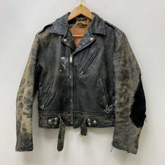 【中古】VINTAGE衣料 | ヴィンテージイリョウ double riders jacket steerhide デカtalon レザー ブラック【加古川店】
