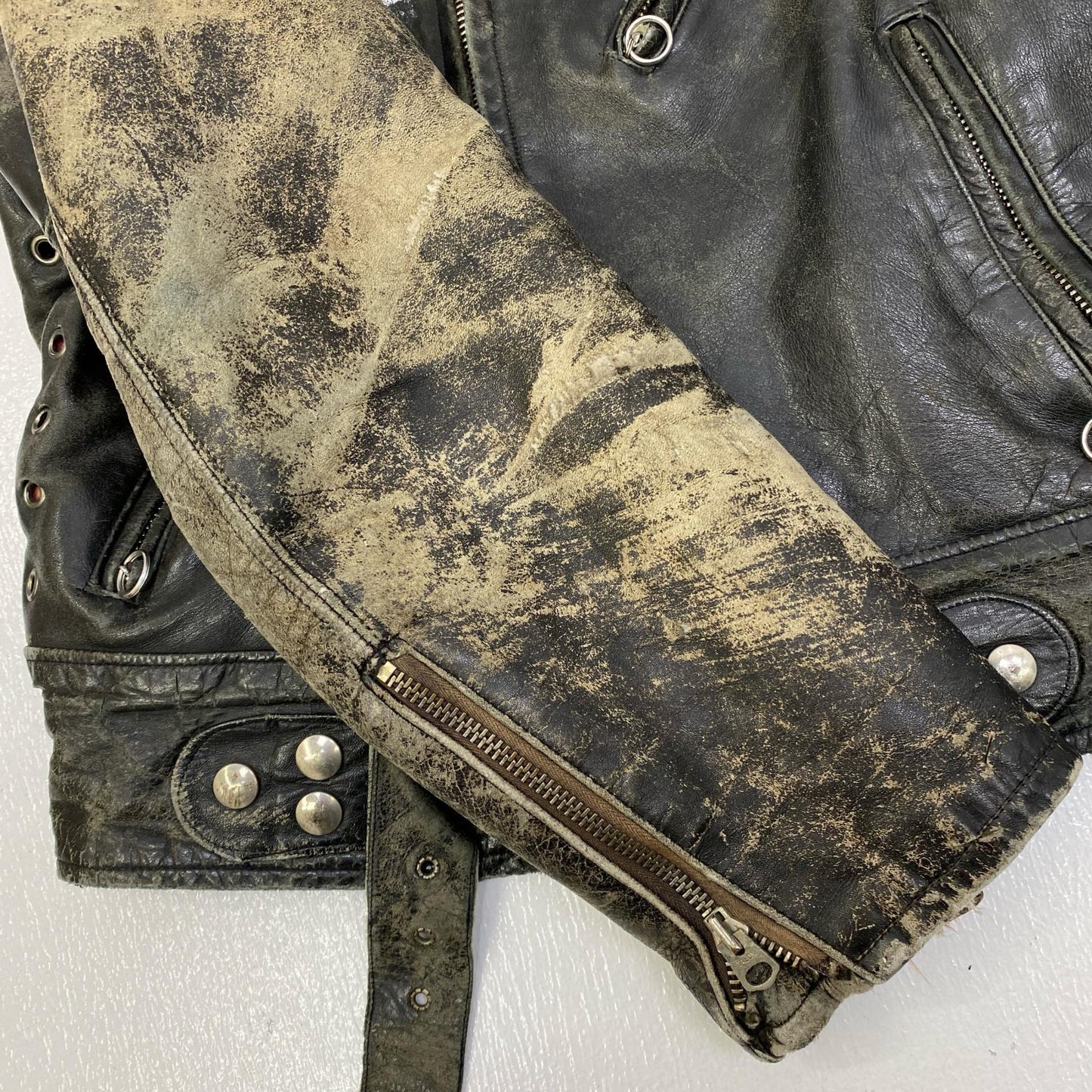 【中古】VINTAGE衣料 | ヴィンテージイリョウ double riders jacket steerhide デカtalon レザー ブラック【加古川店】