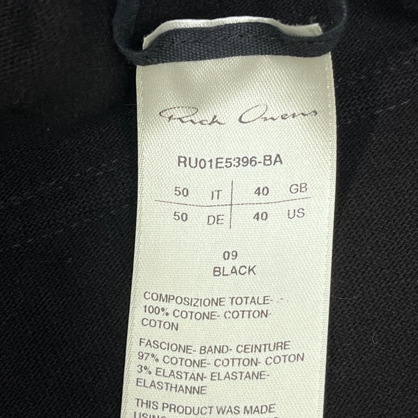 【中古】Rick Owens | リックオウエンス MASTODON CARGO カーゴパンツ RU01E5396 ブラック サイズ：50【加古川店】
