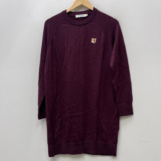 【中古】MAISON KITSUNE | メゾンキツネ FOX HEAD PATCH JUMPER DRESS ワンピース JW01625KT036 ボルドー/バーガンディー サイズ：S【加古川店】