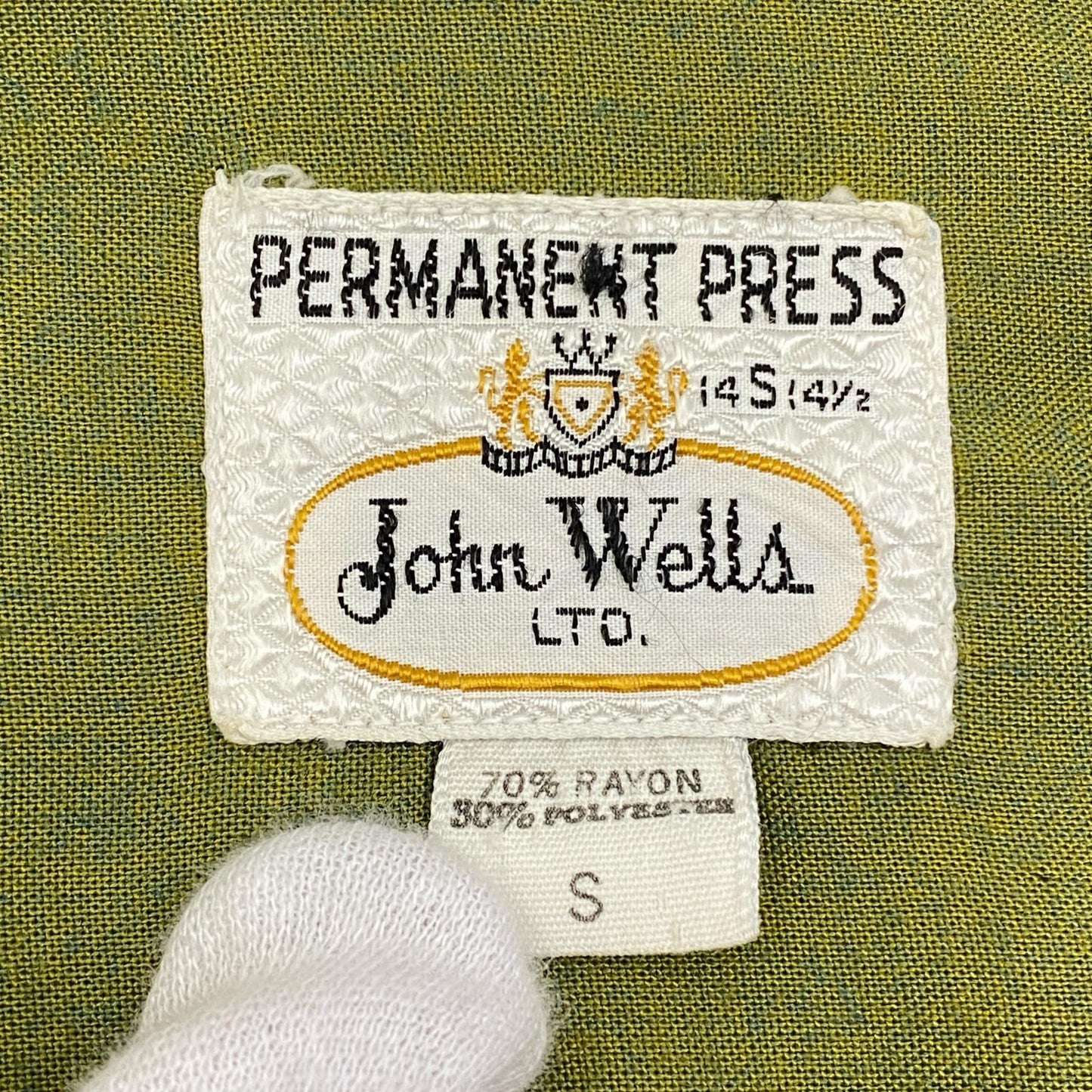 【中古】 John Wells:Box Rayon Shirt 半袖シャツ グリーン サイズ：S【加古川店】