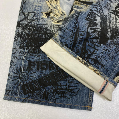 【中古】ACNE STUDIOS | アクネストゥディオズ SUPER BAGGY FIT JEANS:転写ﾌﾟﾘﾝﾄ 国内正規品 デニムパンツ FN-MN-TROU001097 インディゴ【加古川店】