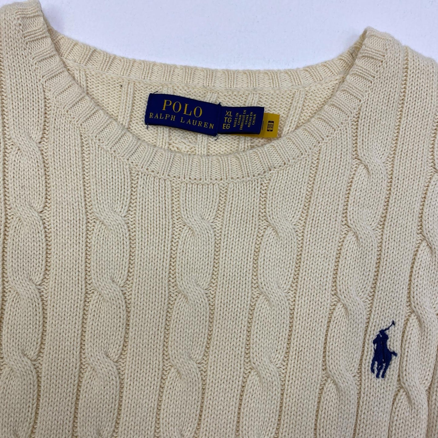 【中古】POLO RALPH LAUREN | ポロ・ラルフローレン CABLE KNIT SWEATER ニット アイボリー サイズ：XL【加古川店】