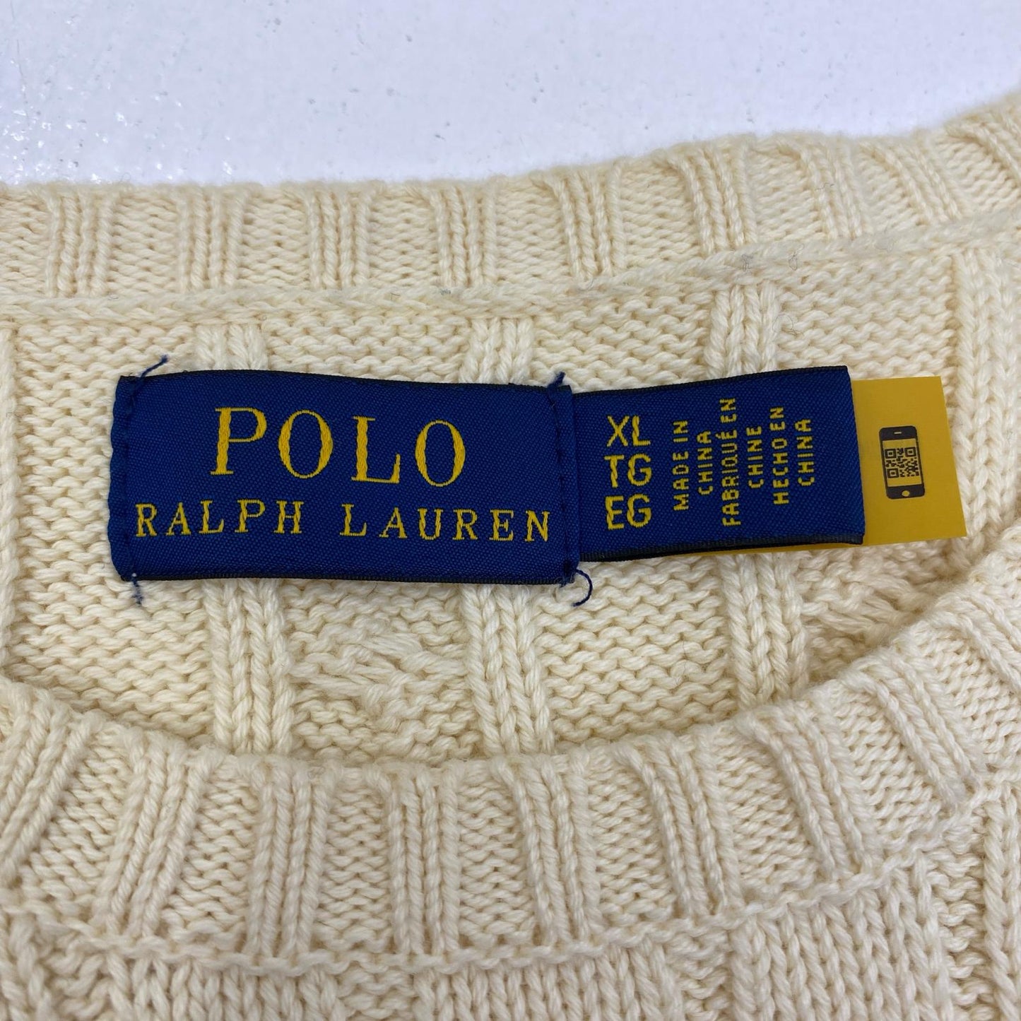 【中古】POLO RALPH LAUREN | ポロ・ラルフローレン CABLE KNIT SWEATER ニット アイボリー サイズ：XL【加古川店】