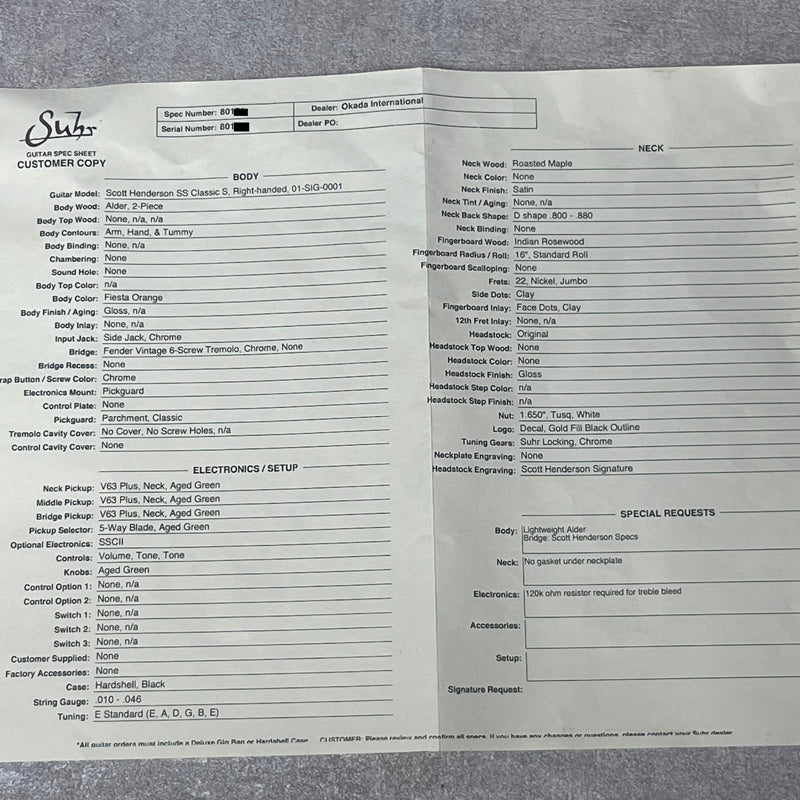 【中古】 Suhr | サー 楽器 Scott Henderson Signature Classic S 2022年製【加古川店】