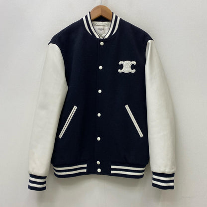 【中古】CELINE | セリーヌ Teddy Varsity Jacket In Textured Wool 国内正規品 スタジャン 2V29V29V896C.07MR ブラック サイズ：36【加古川店】