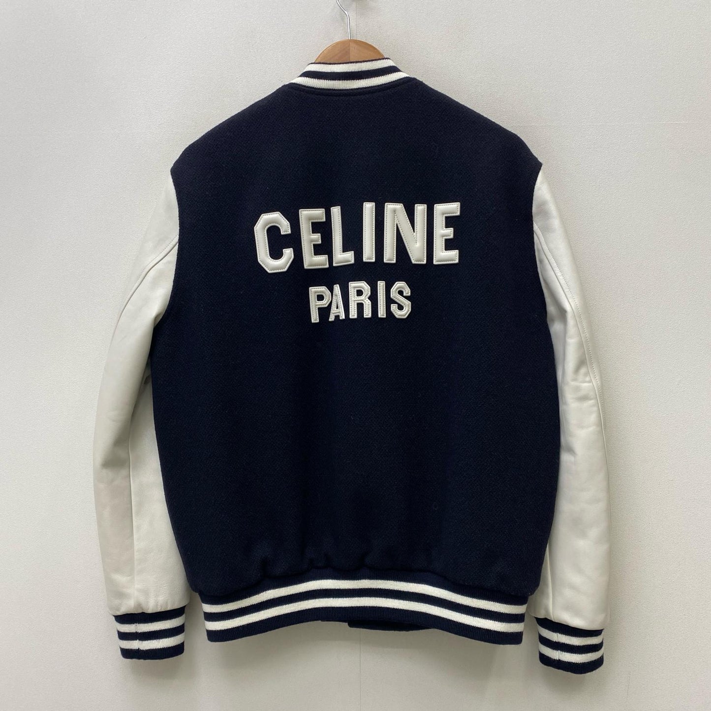 【中古】CELINE | セリーヌ Teddy Varsity Jacket In Textured Wool 国内正規品 スタジャン 2V29V29V896C.07MR ブラック サイズ：36【加古川店】