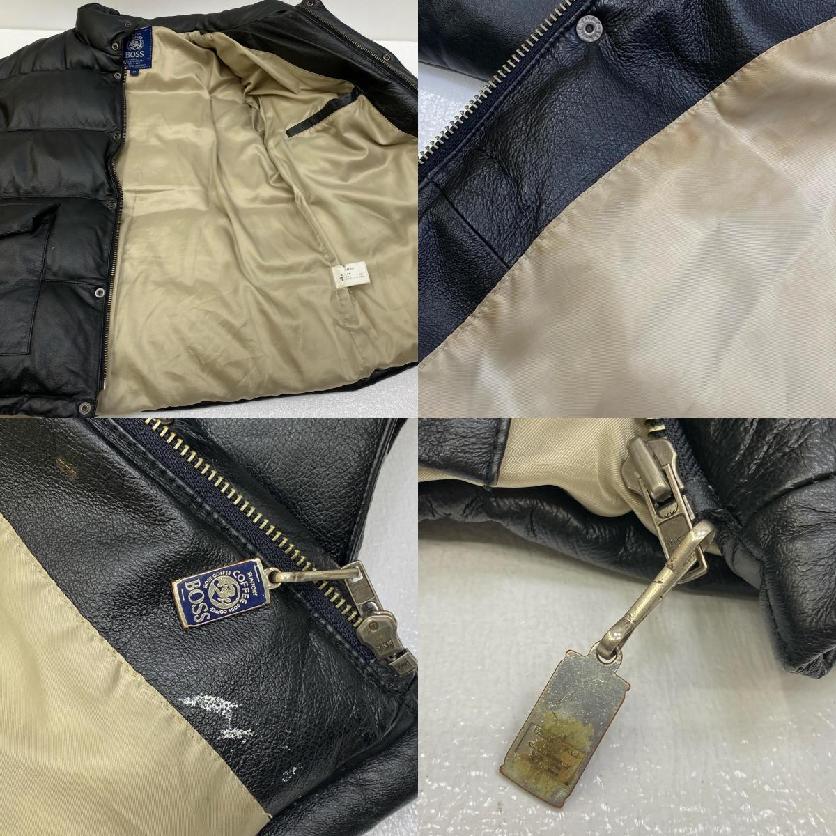 【中古】 BOSS COFFEE:LEATHER DOWN JACKET ダウンジャケット ブラック サイズ：M【加古川店】