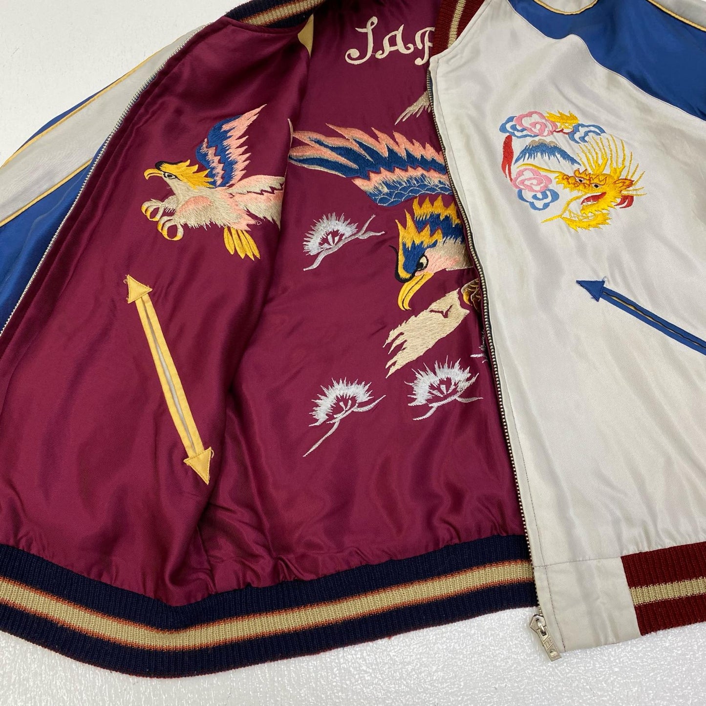 【中古】TAILOR TOYO(東洋エンタープライズ) | テイラートウヨウテイラートーヨー ﾘﾊﾞｰｼﾌﾞﾙ 鷹×龍虎 スーベニアジャケット TT11936 マルチカラー サイズ：M【加古川店】