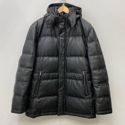 【中古】 ラムレザーダウンジャケット　ブランド名:HARUF ダウンジャケット ブラック サイズ：L【加古川店】